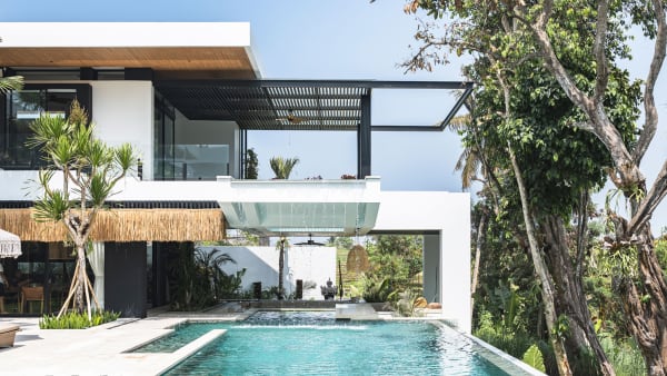 Elite Havens - Villa Nica Bali Indonesia - Master bedroom sun deck overlooking the pool